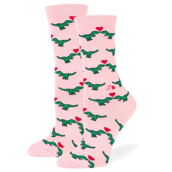Dinosaur Love Women's Crew Sock Women's / Pink