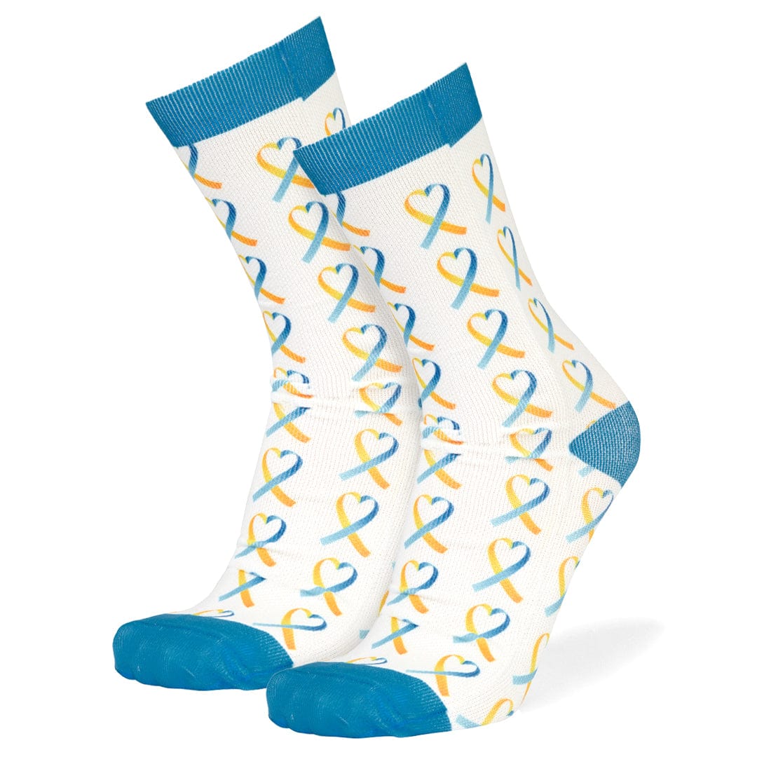 Down Syndrome Ribbon Unisex Crew Socks White White