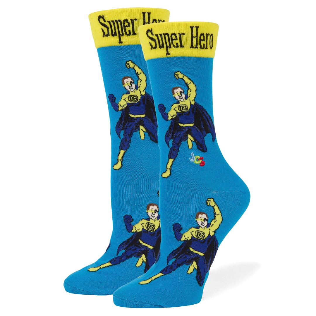Down Syndrome Superhero Boy Socks Unisex Crew Sock Women / blue
