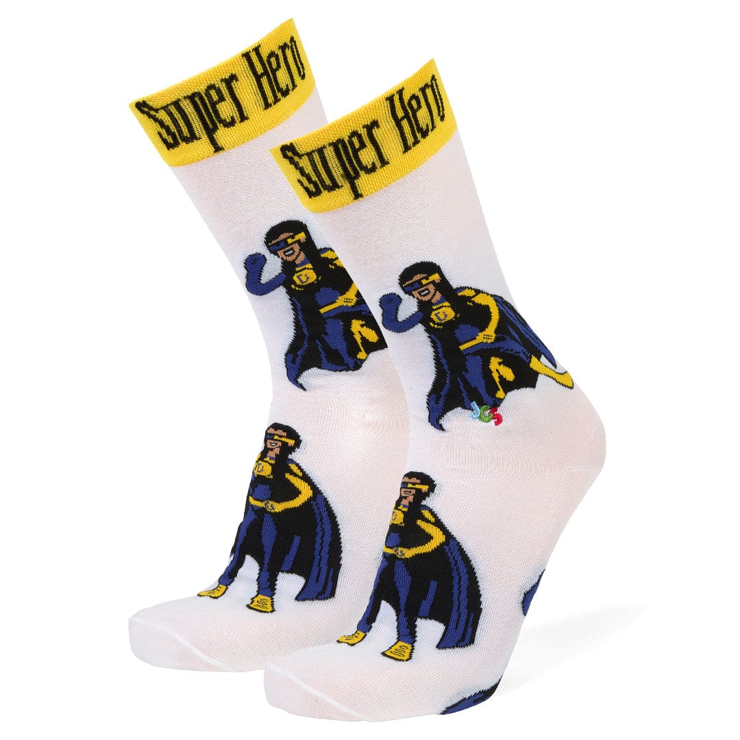 Down Syndrome Superhero Girl Crew Sock Men's / White