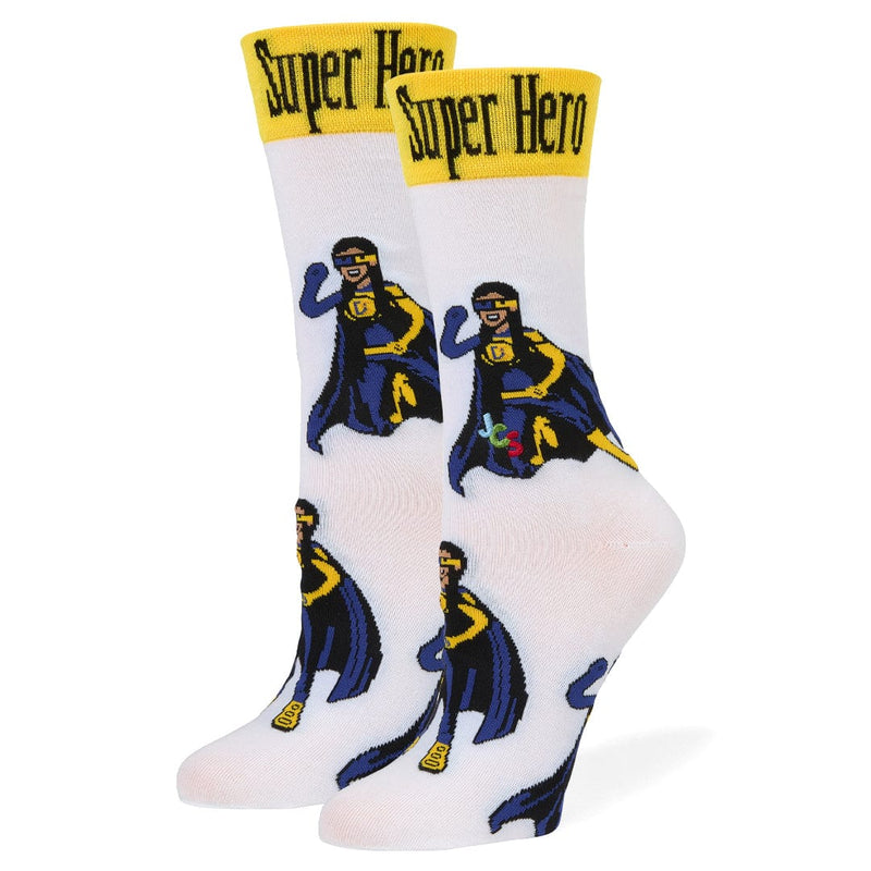 Down Syndrome Superhero Girl Crew Sock Women's / White
