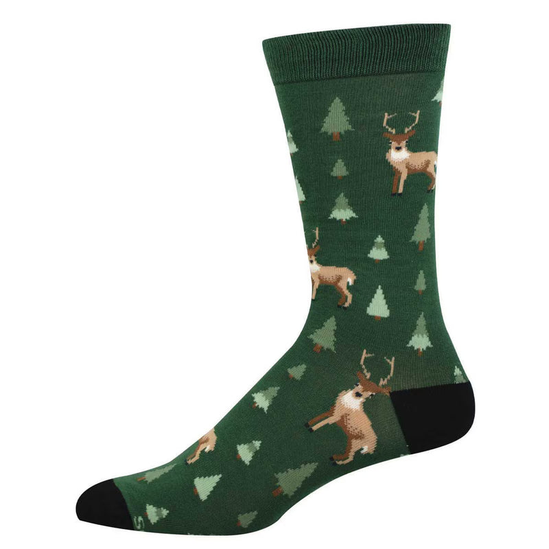 Deer in the Woods Bamboo Crew Socks Green SockSmith