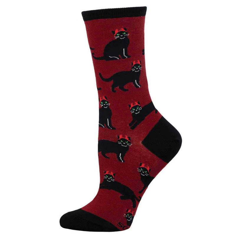 Devilish Cats Women's Crew Socks Red SockSmith