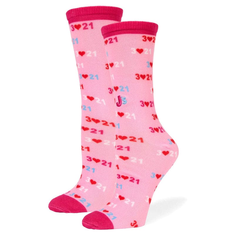 Down Syndrome Awareness Sublimated Crew Socks Pink John's Crazy Socks