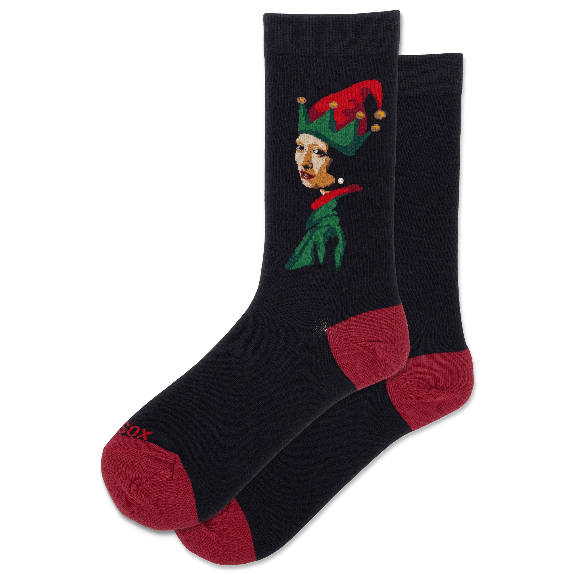 Elf With The Pearl Earring Women's Crew Socks Black HotSox