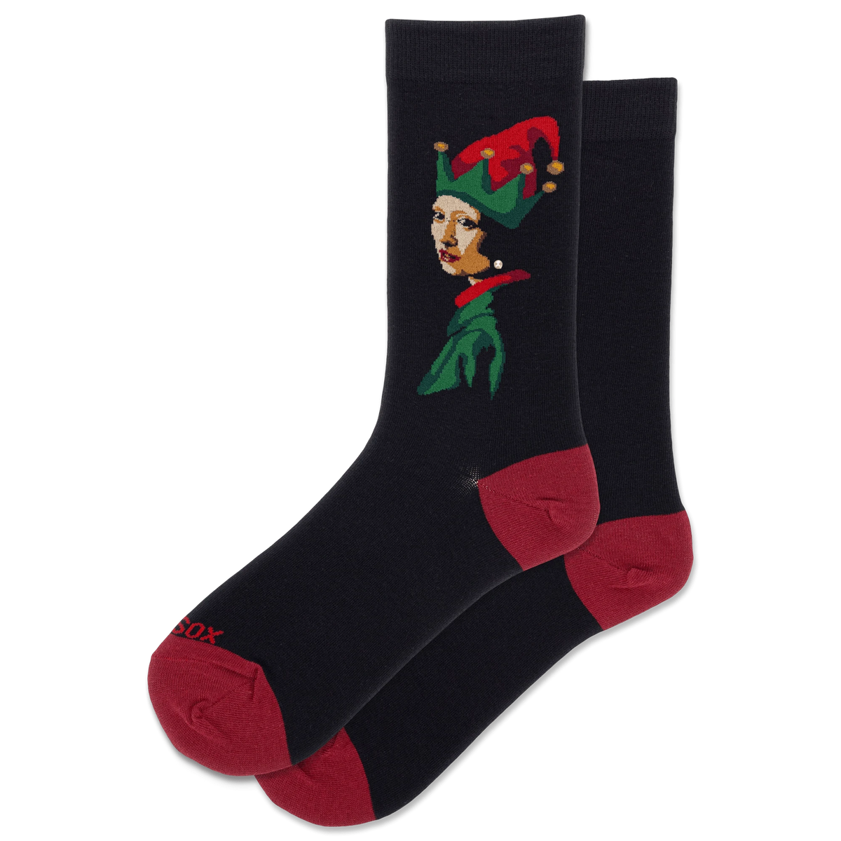 Elf With The Pearl Earring Women's Crew Socks Black HotSox