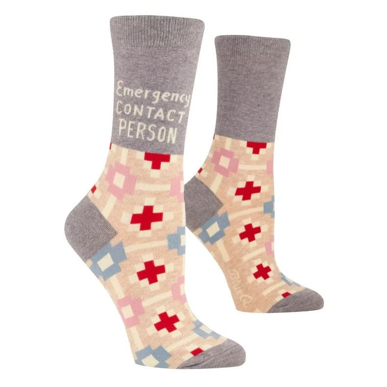 Emergency Contact Women's Crew Socks Grey