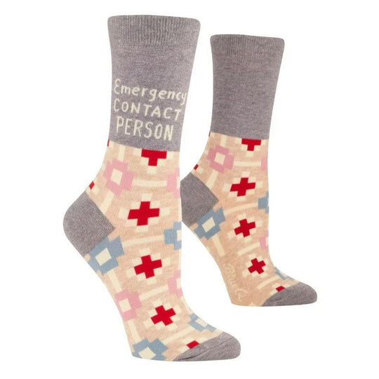 Emergency Contact Women's Crew Socks Grey
