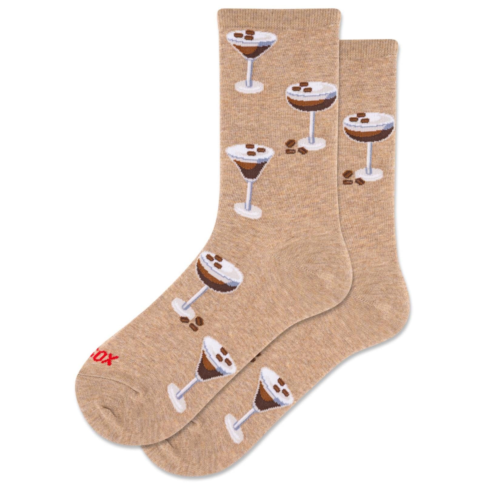Espresso Martini Women's Crew Socks Tan HotSox