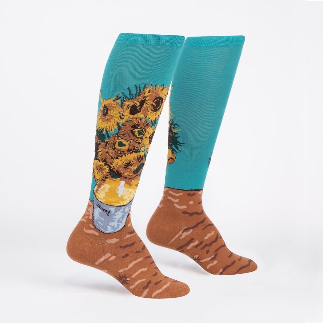 Sunflowers Women's Knee High Socks Teal