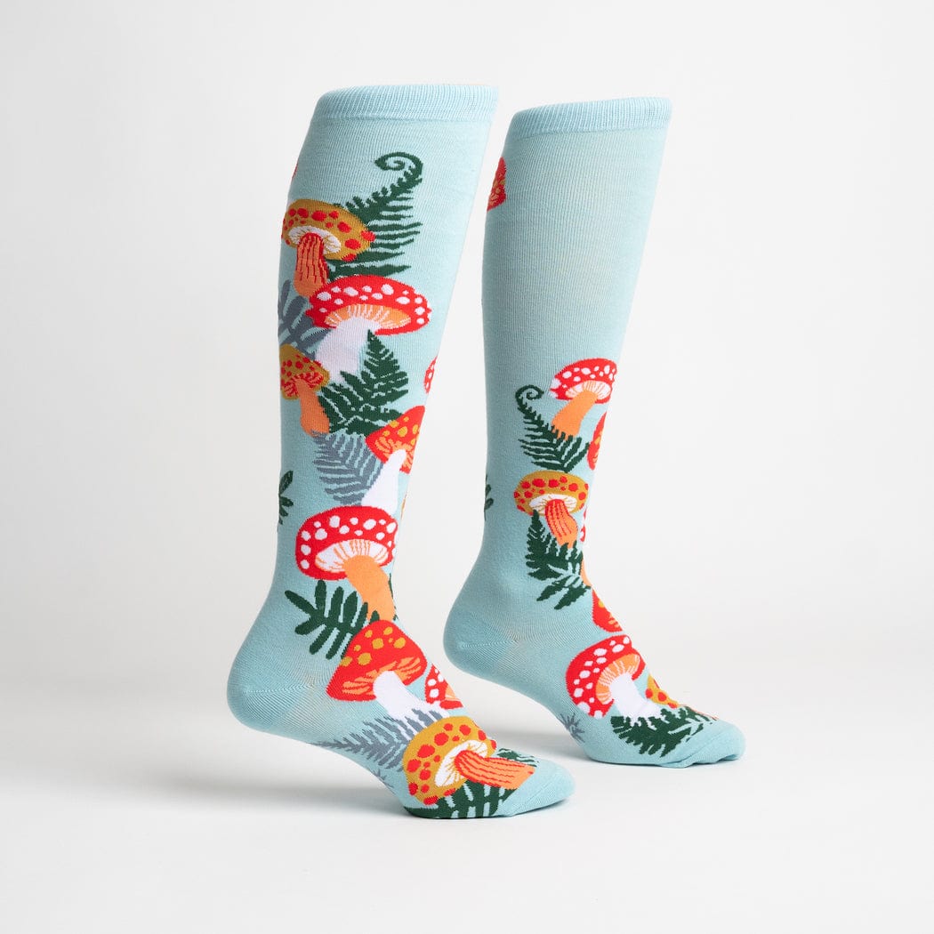 Wonderland Mushrooms Women's Knee High Socks Blue