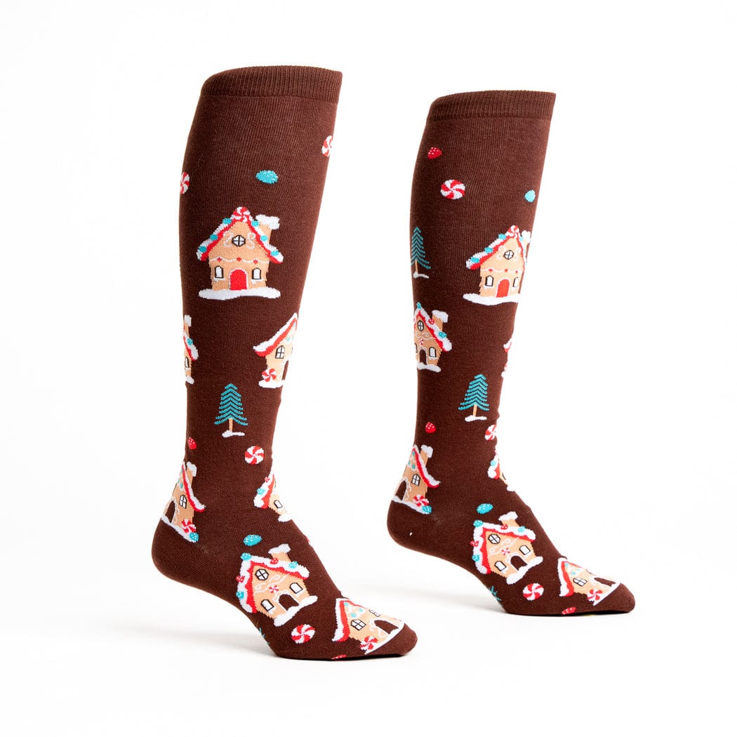 Home Sweet Home Women's Knee High Socks Brown