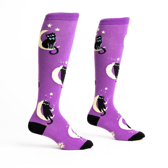 To The Moon And Back Women's Knee High Socks Purple