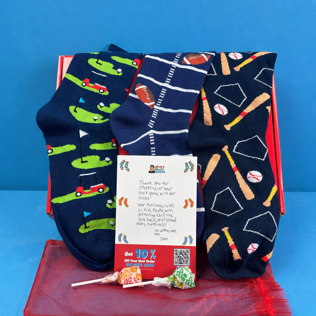 Father's Day Sports Gift Bag of Socks Multi John's Crazy Socks