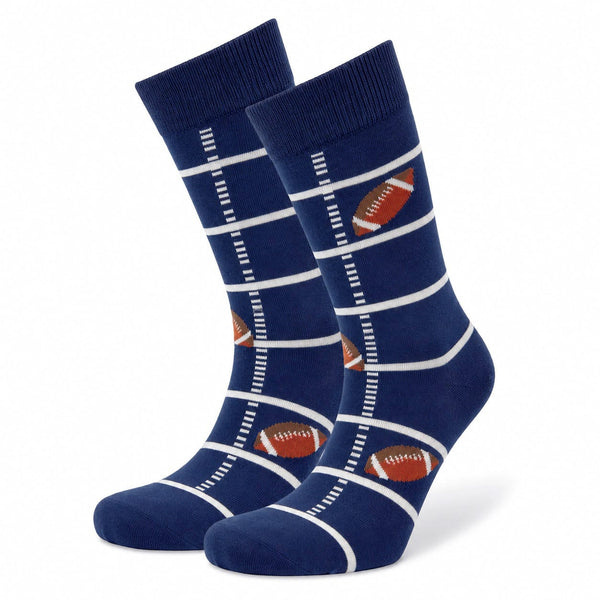 Football Crew Socks Blue / Large John's Crazy Socks