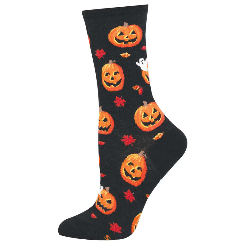 Friendly Pumpkins Women's Crew Socks Black SockSmith