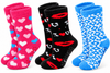 Fuzzy Non-Skid Crew Socks - 3 Pack Pink/Black/Blue Different Touch