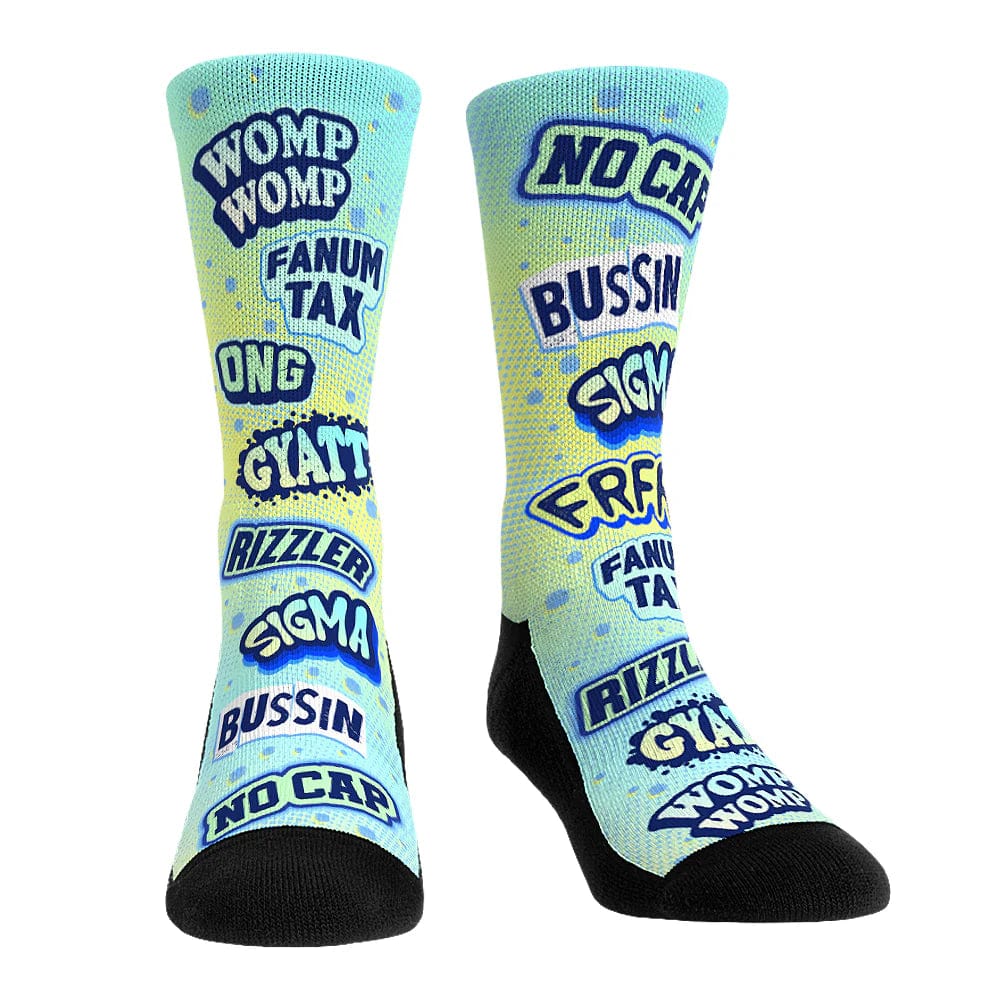 Gen Alpha Slang Crew Socks Aqua / S/M