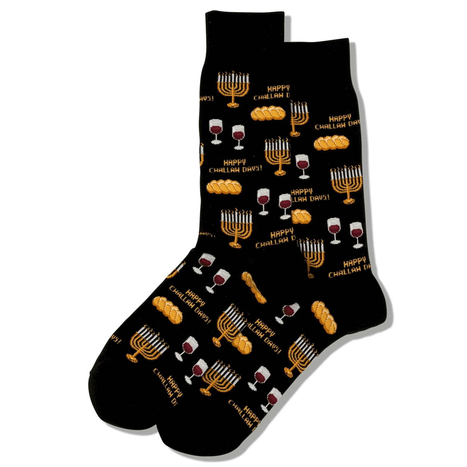 Happy Challah Days Men's Crew Socks Black