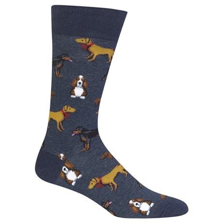 Multi Dogs Men's Crew Socks Blue