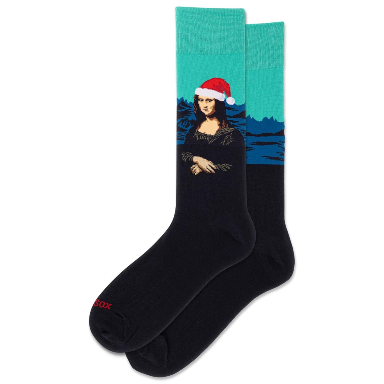 Santa Mona Lisa Men's Crew Socks Black