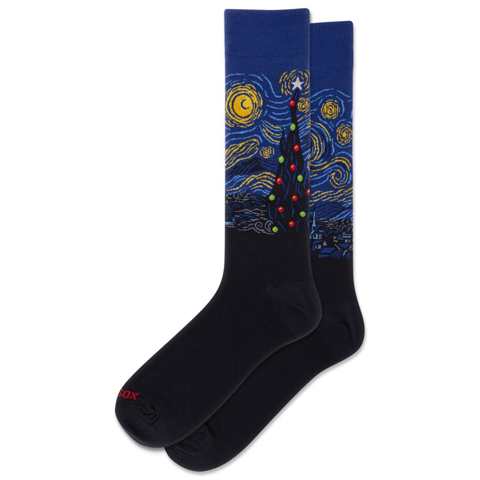 Starry Night Christmas Men's Crew Socks Black