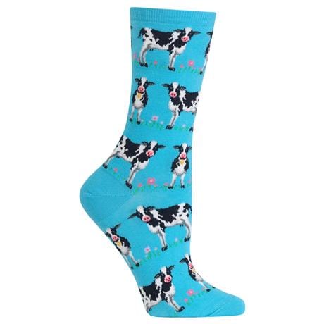 Cows Women's Crew Socks Turquoise