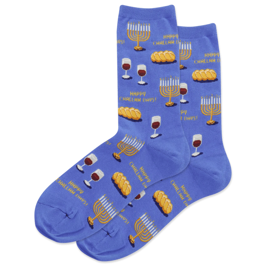 Happy Challah Days Women's Crew Socks Blue