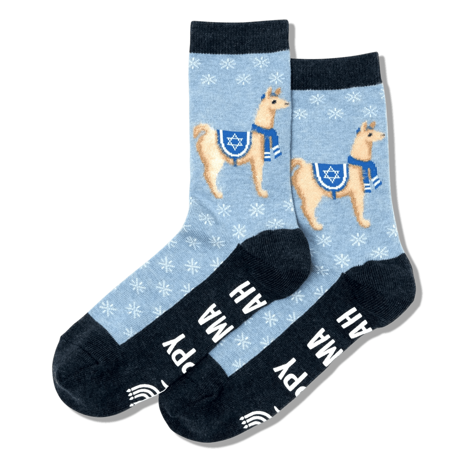 Happy Llamakkah Women's Crew Socks Blue