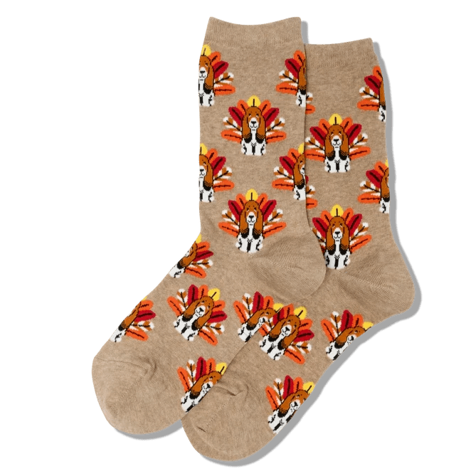 Turkey Dog Women's Crew Socks Tan