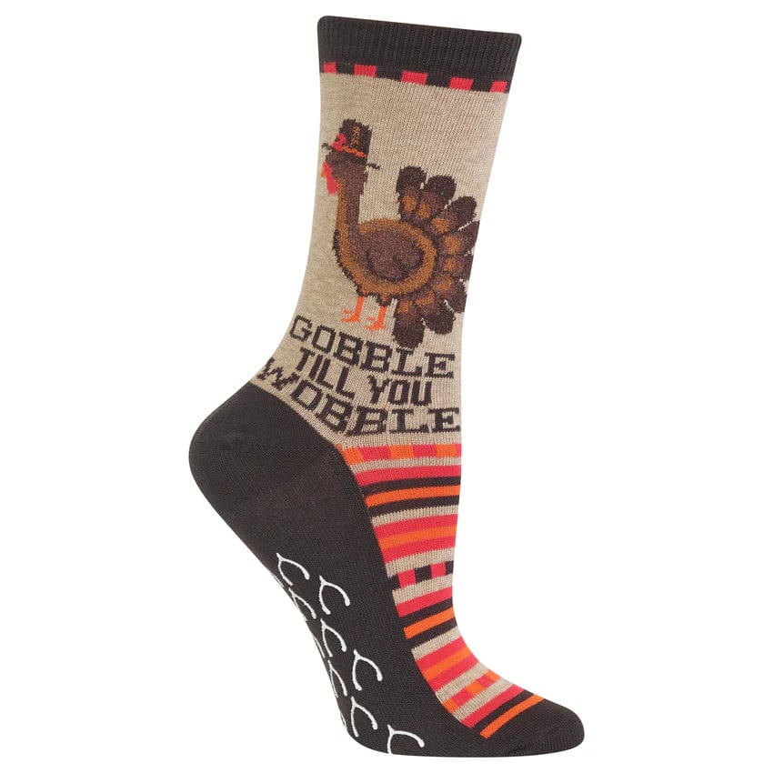 Gobble Til You Wobble Women's Crew Socks Tan