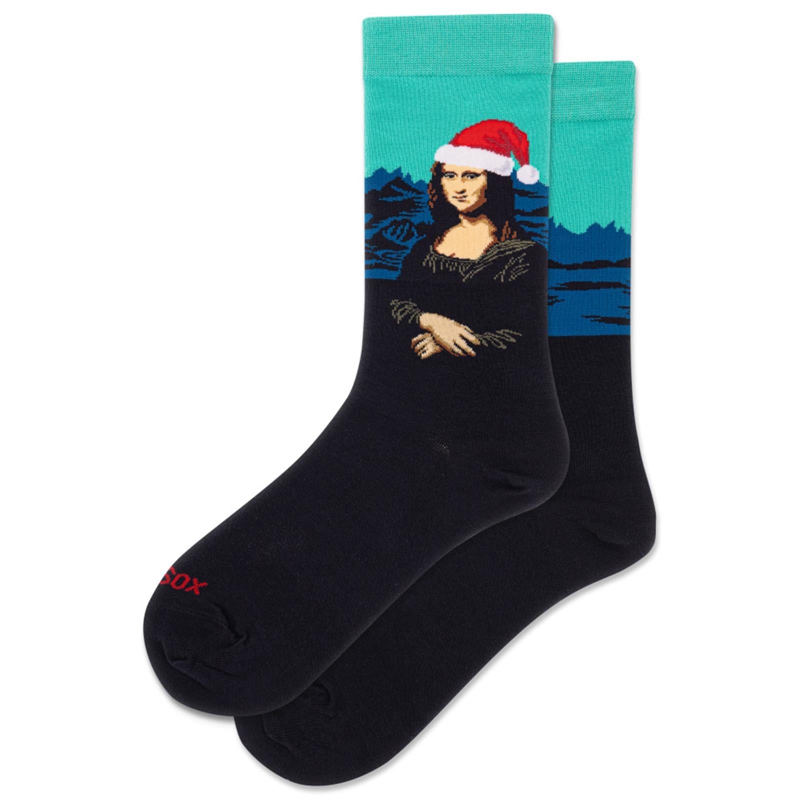 Santa Mona Lisa Women's Crew Socks Black