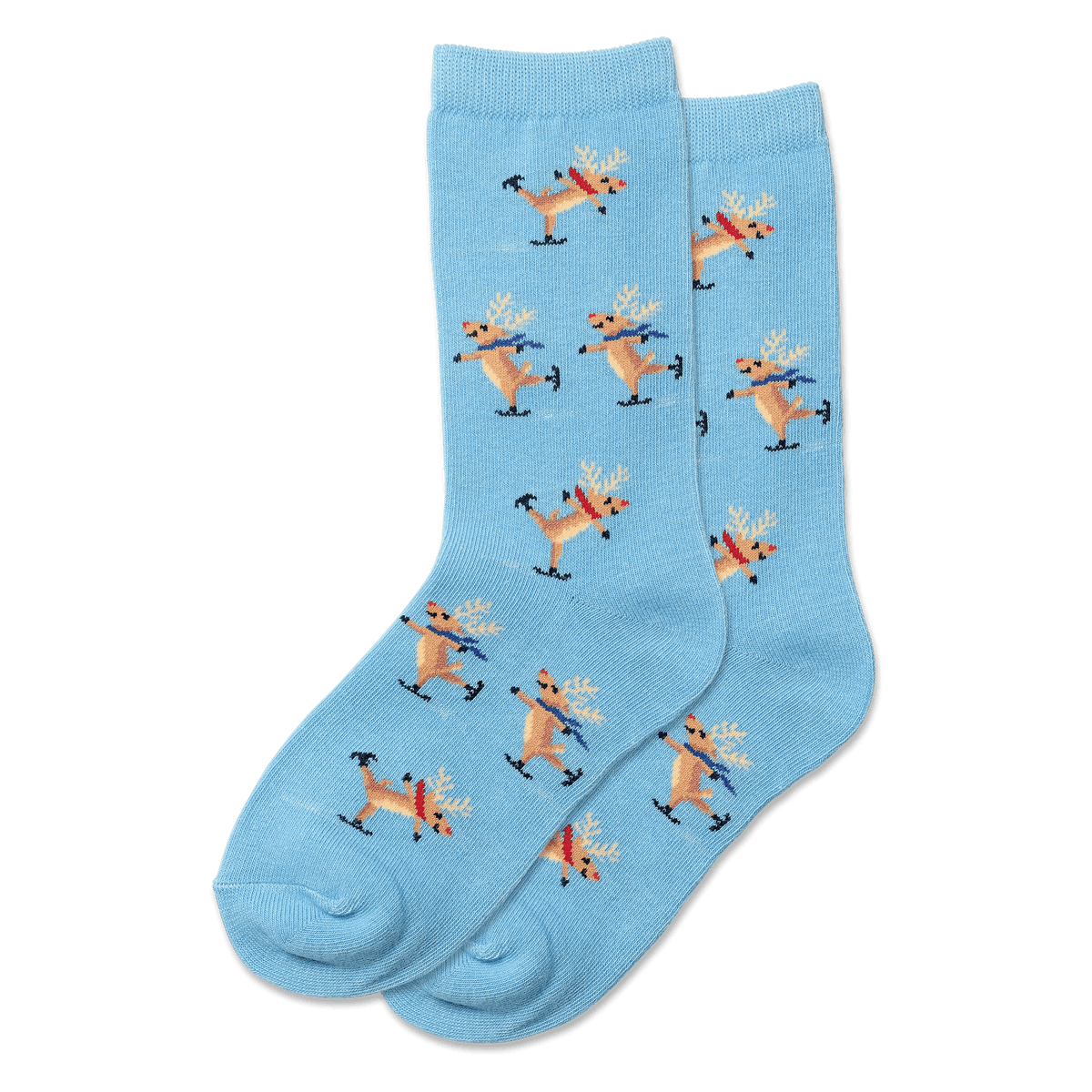 Skating Reindeers Kid&#39;s Crew Socks Blue