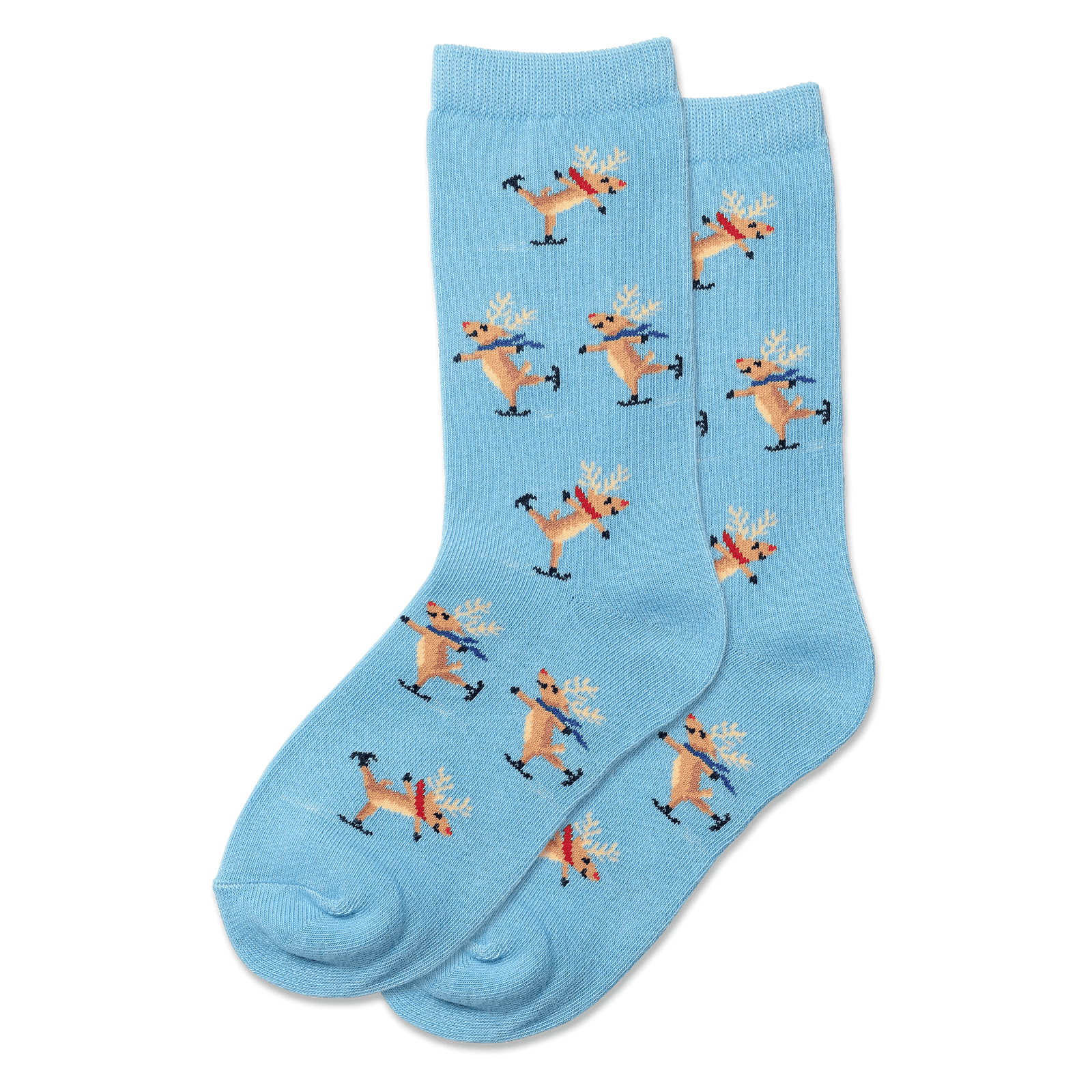 Skating Reindeers Kid's Crew Socks Blue