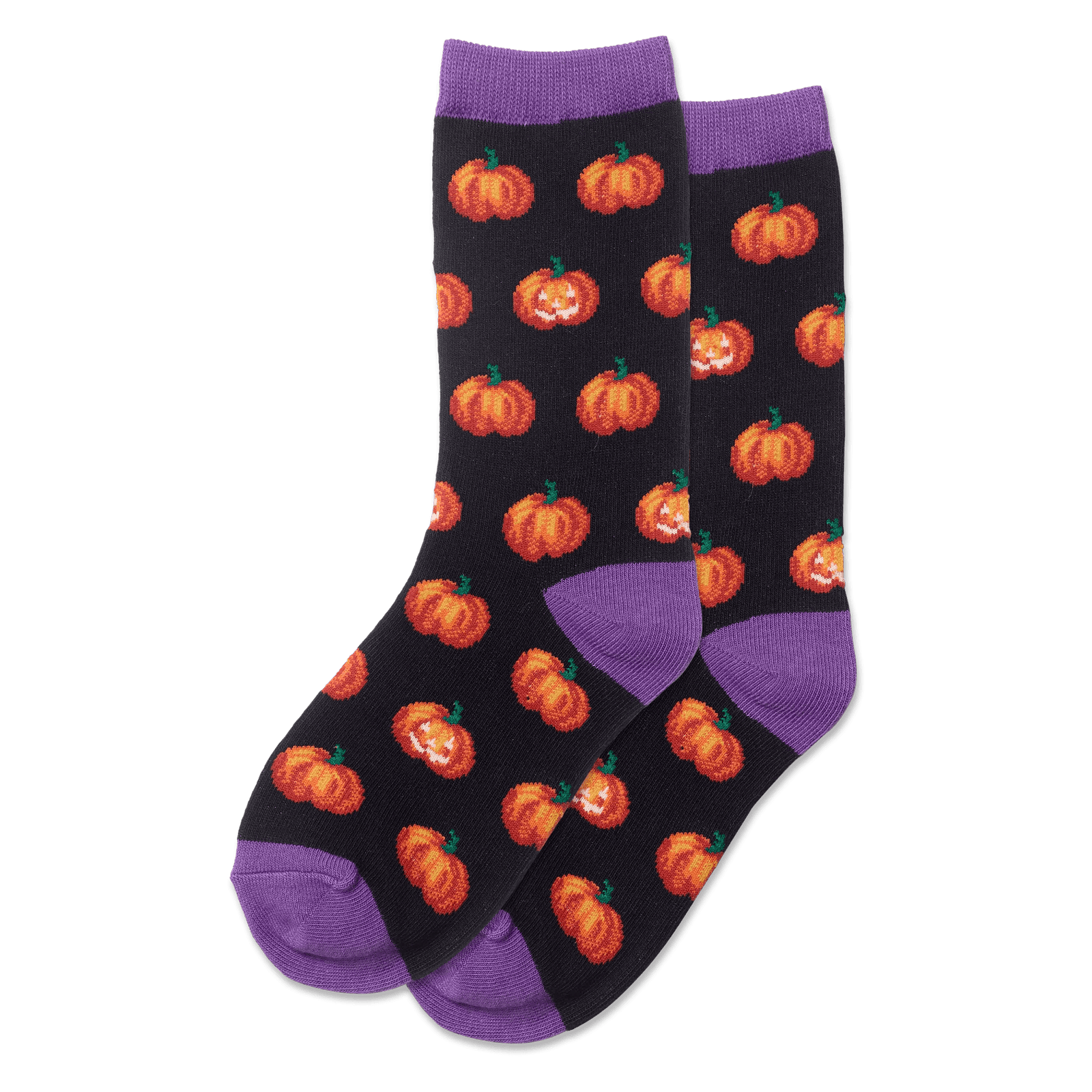Glow in the Dark Pumpkins Kid's Crew Socks Black