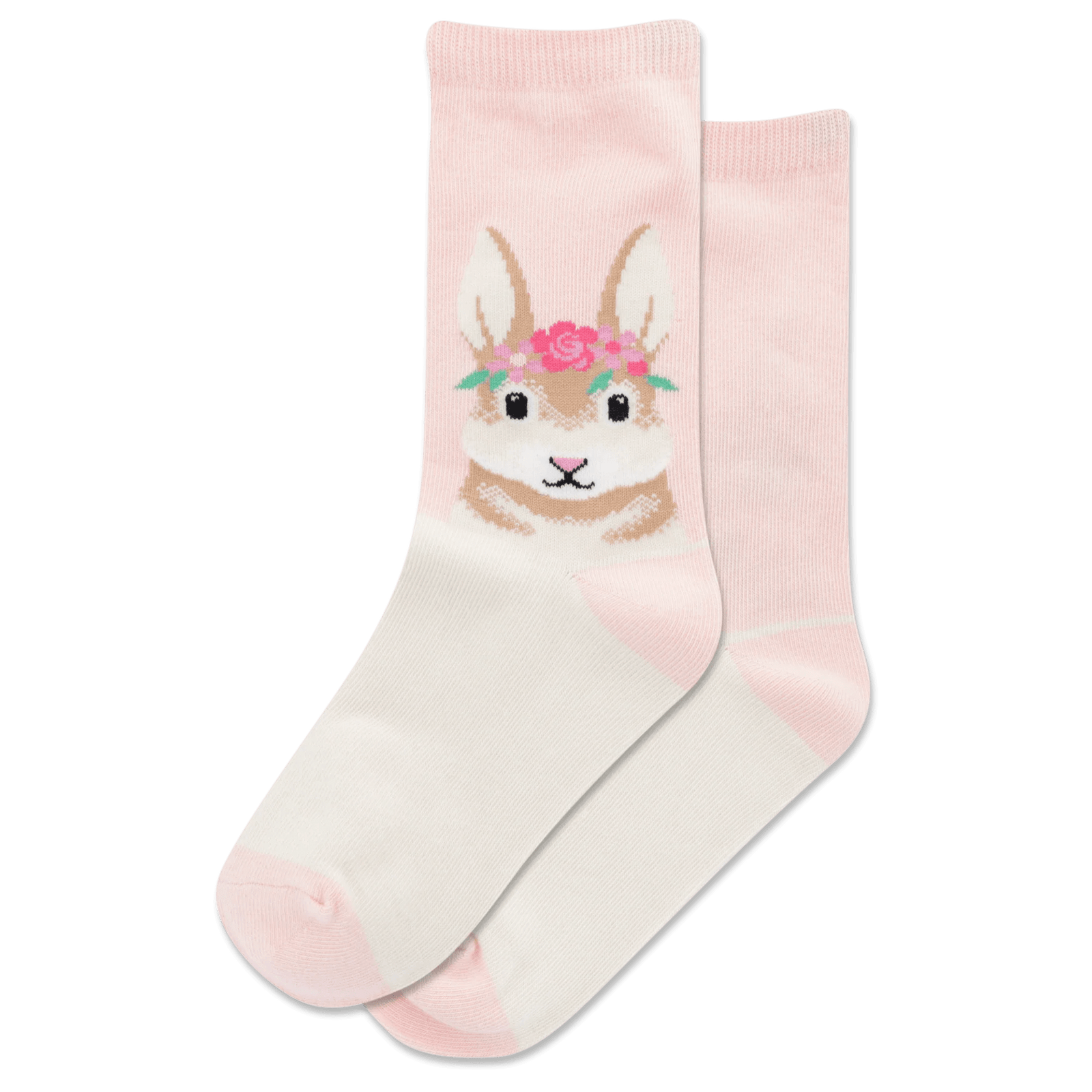 Flower Crown Bunny Kid's Crew Socks Pink / S-M