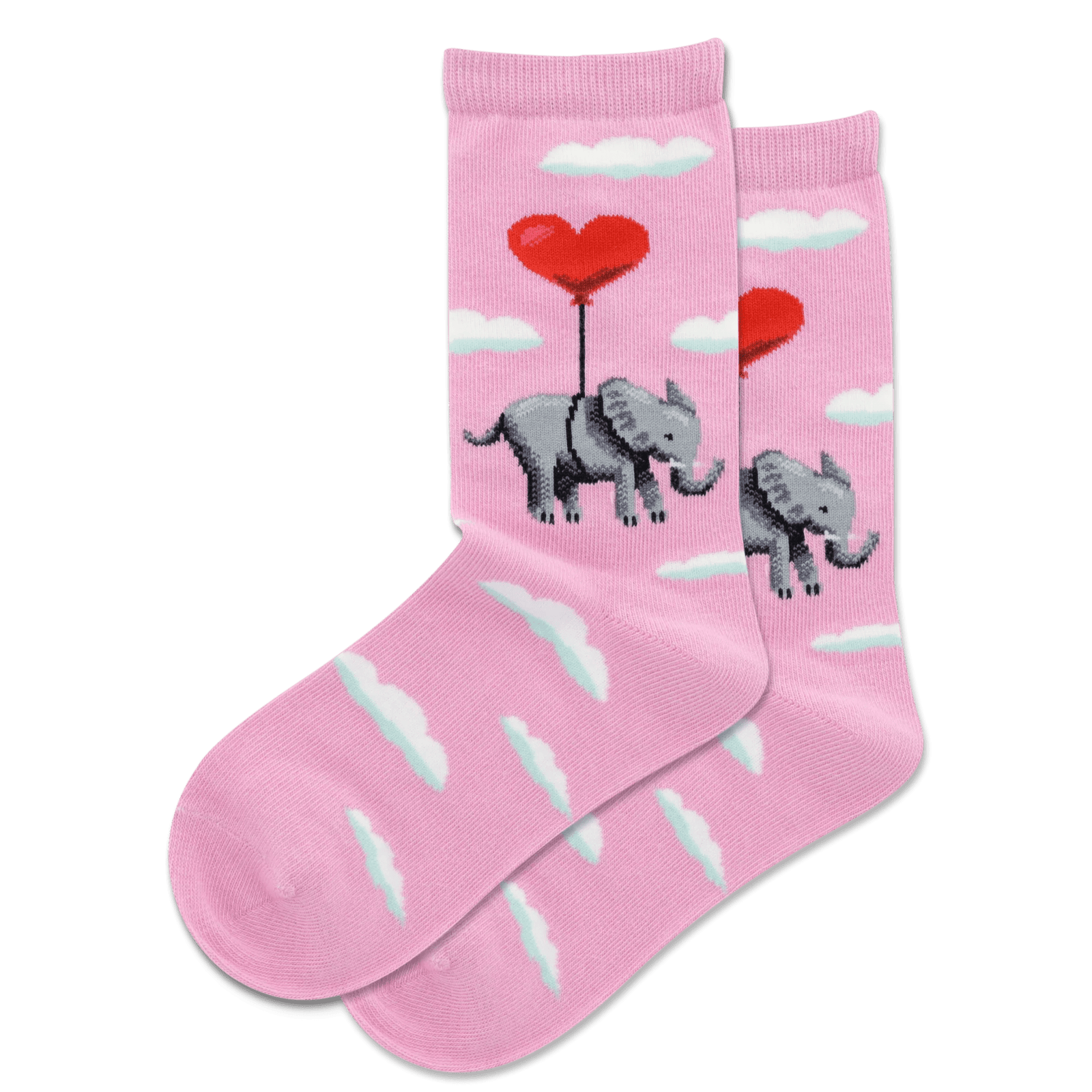 Elephant Heart Balloon Kid's Crew Socks Pink / S-M