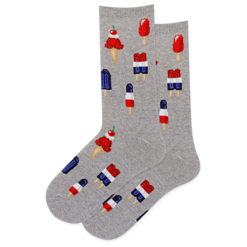 Patriotic Ice Cream Kid&#39;s Crew Socks Grey