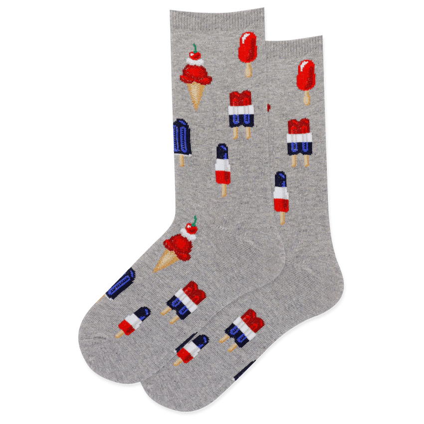 Patriotic Ice Cream Kid's Crew Socks Grey