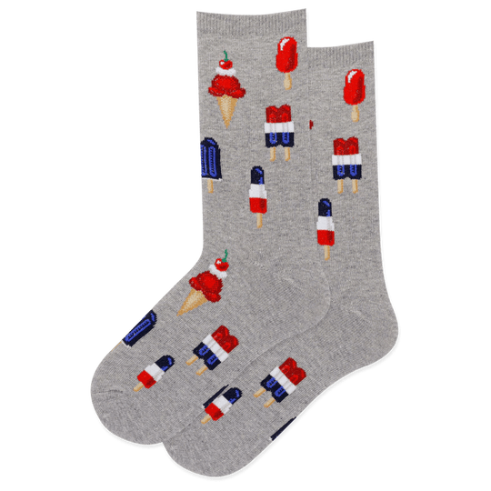 Patriotic Ice Cream Kid's Crew Socks Grey