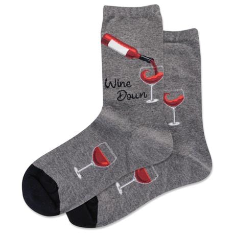Wine Down Women's Crew Socks Grey