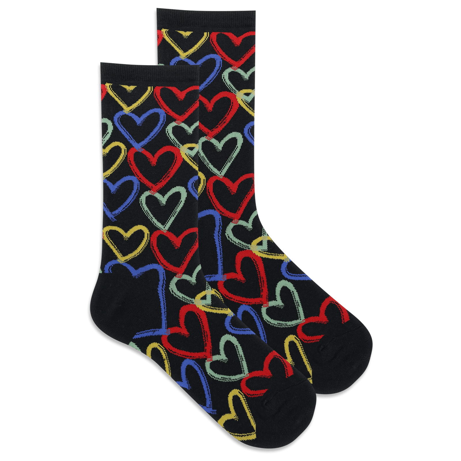 Graffiti Hearts Women's Crew Socks Black