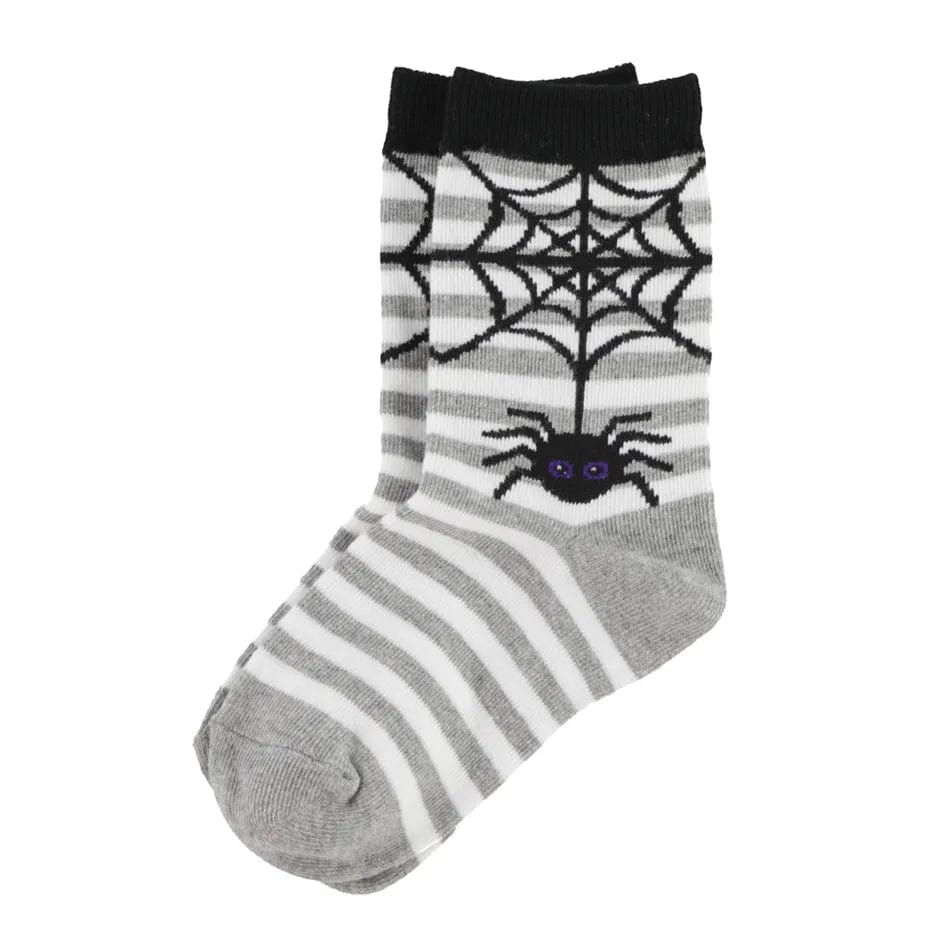 Spider Stripe Kid&#39;s Crew Socks Grey