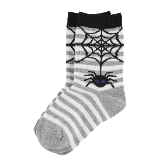 Spider Stripe Kid's Crew Socks Grey