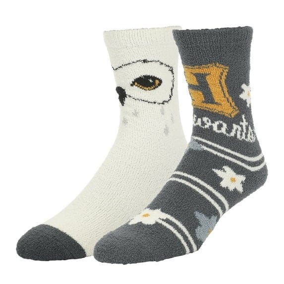 Harry Potter Hedwig and Hogwarts Chenille Socks White BioWorld