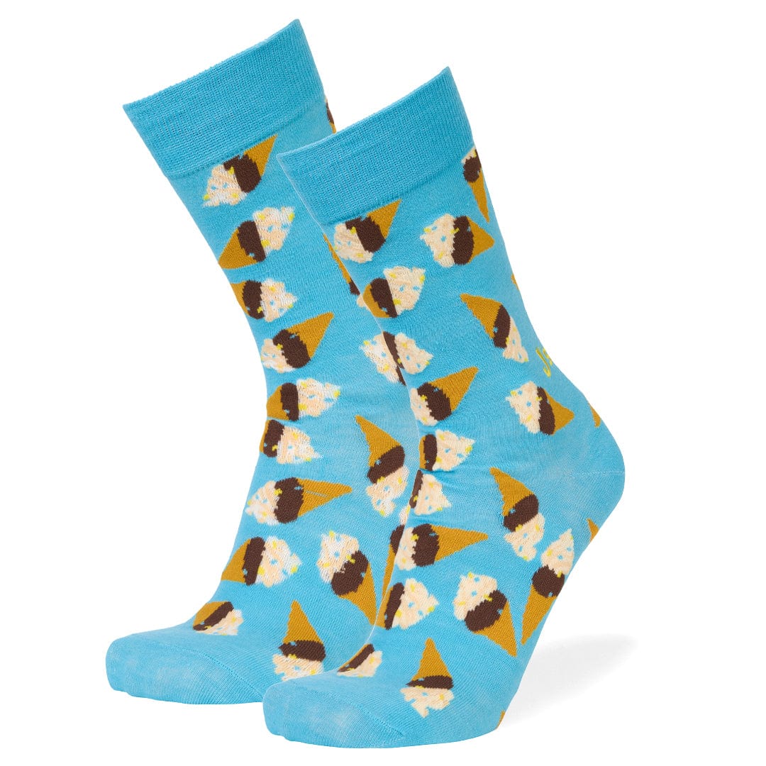 Ice Cream Treat Mens Crew Socks Blue