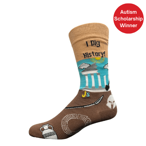 I Dig History Crew Socks Brown / Large