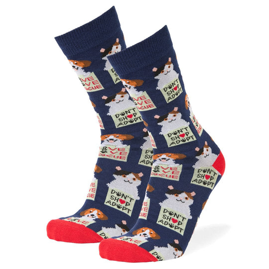 Animal Rescue Pets Adopt Don't Shop Socks Navy / Men's