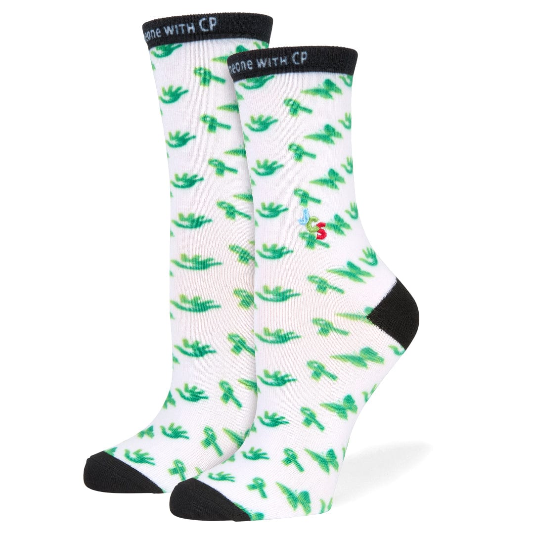 Cerebral Palsy Awareness Pattern Crew Sock White