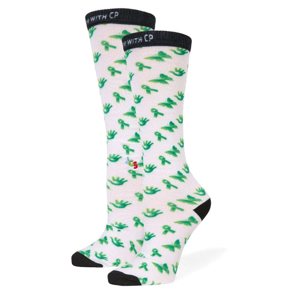 Cerebral Palsy Awareness Pattern Knee High Sock White
